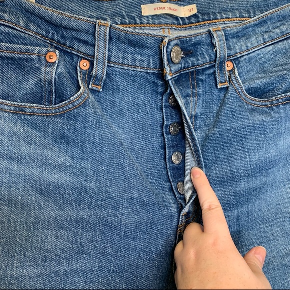 Levis quality denim wedgie straight raw hem crop jeans 31 - Picture 9 of 13